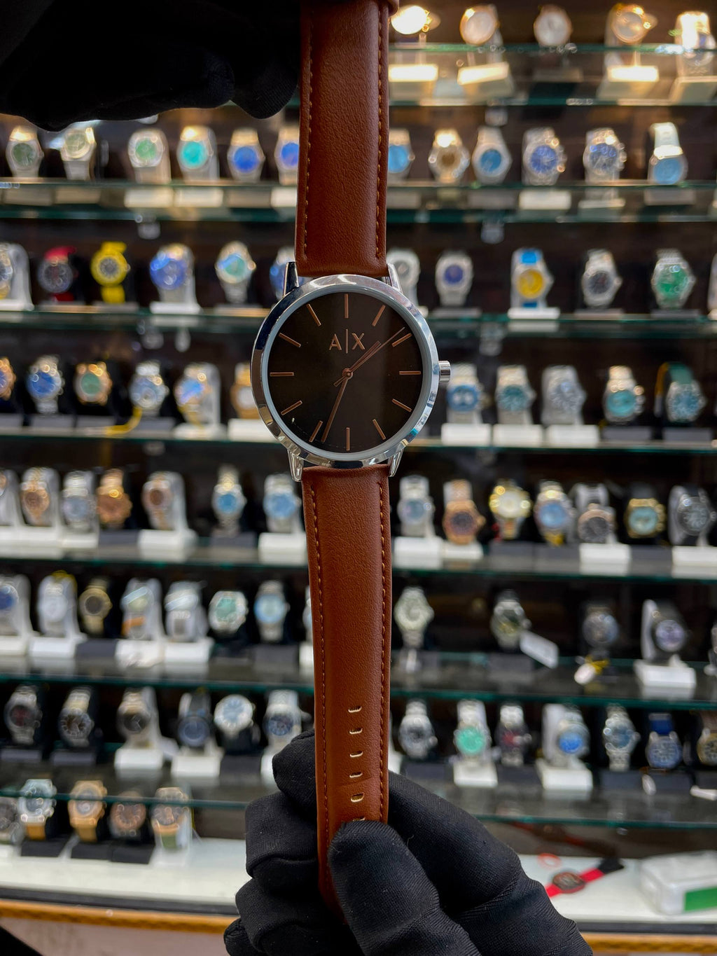 ARMANI EXCHANGE  AX PLAIN DIAL 🤩 IN LEATHER BROWN 🤎 DIAL
