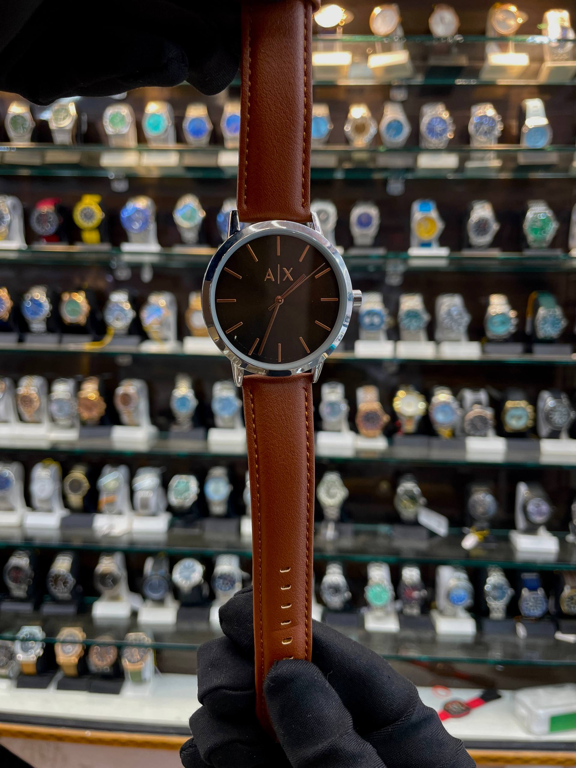 ARMANI EXCHANGE  AX PLAIN DIAL 🤩 IN LEATHER BROWN 🤎 DIAL