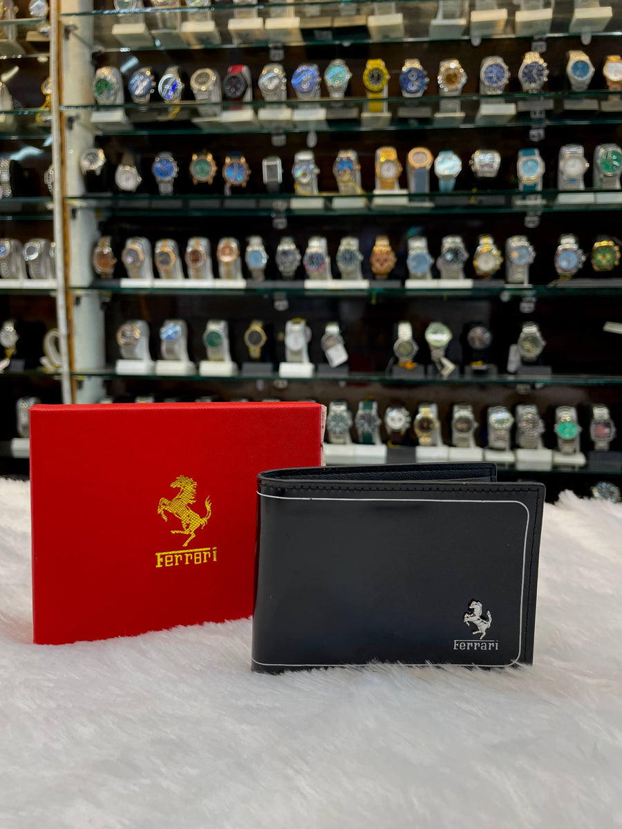 FERRARI BLACK BI-FOLD BRANDED WALLET IN MASTER PIECE 🤩