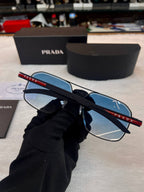 Prada Linea Rossa men's blue frame detail