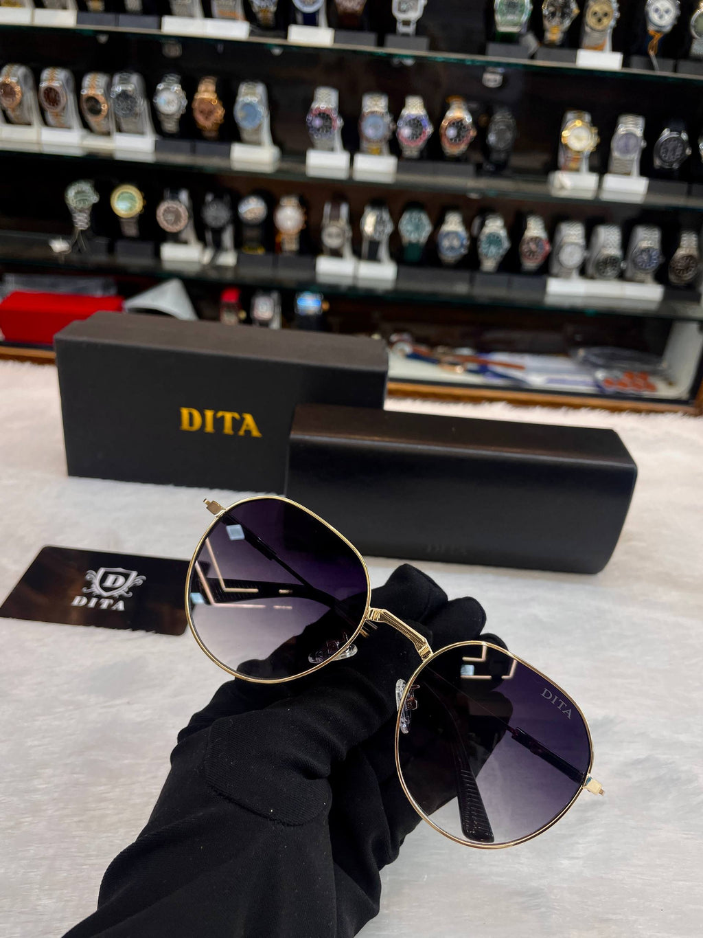 DITA GOLD-TONED GEOMETRIC ROUND SUNGLASSES FOR MENS