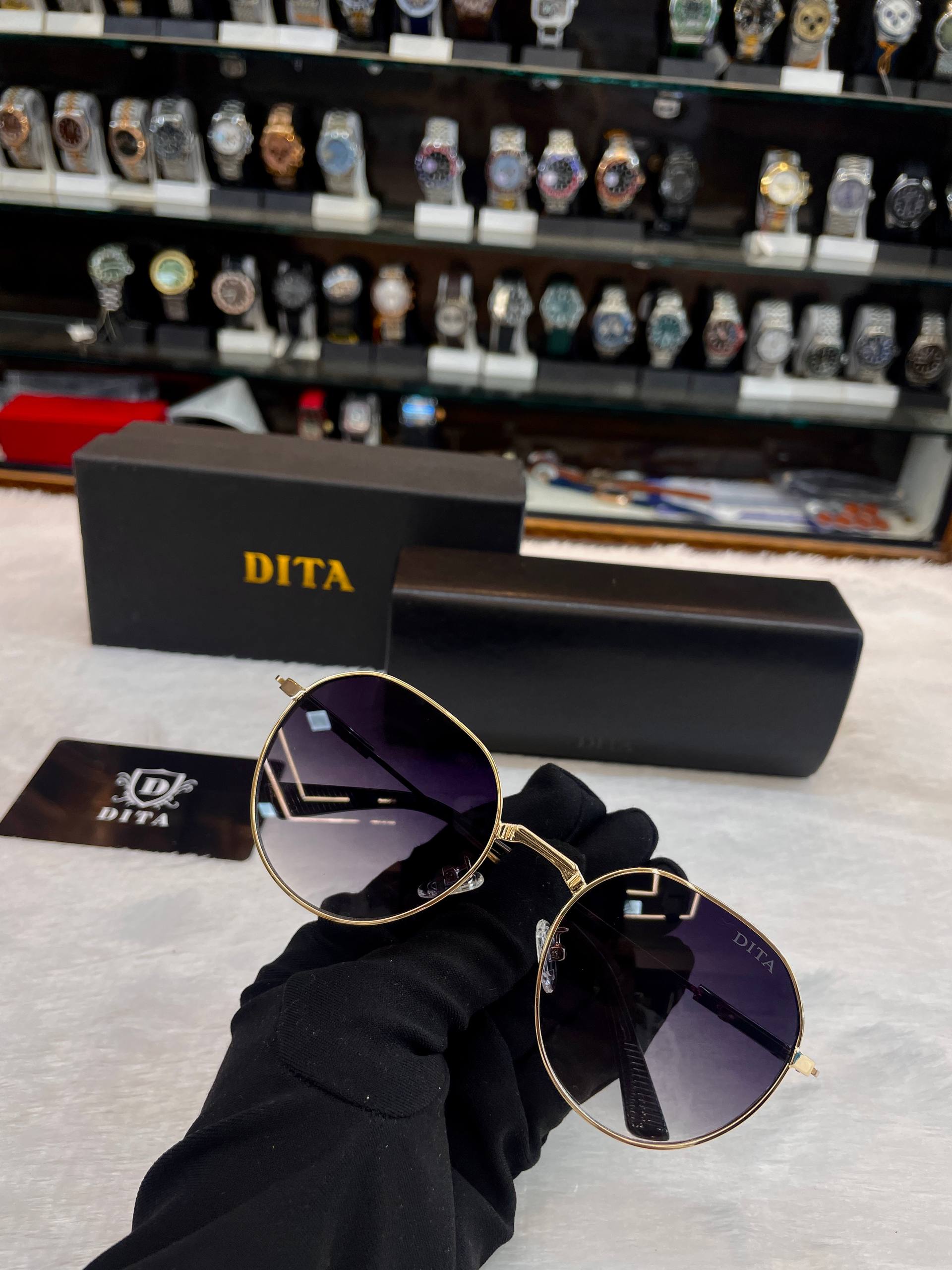 DITA GOLD-TONED GEOMETRIC ROUND SUNGLASSES FOR MENS