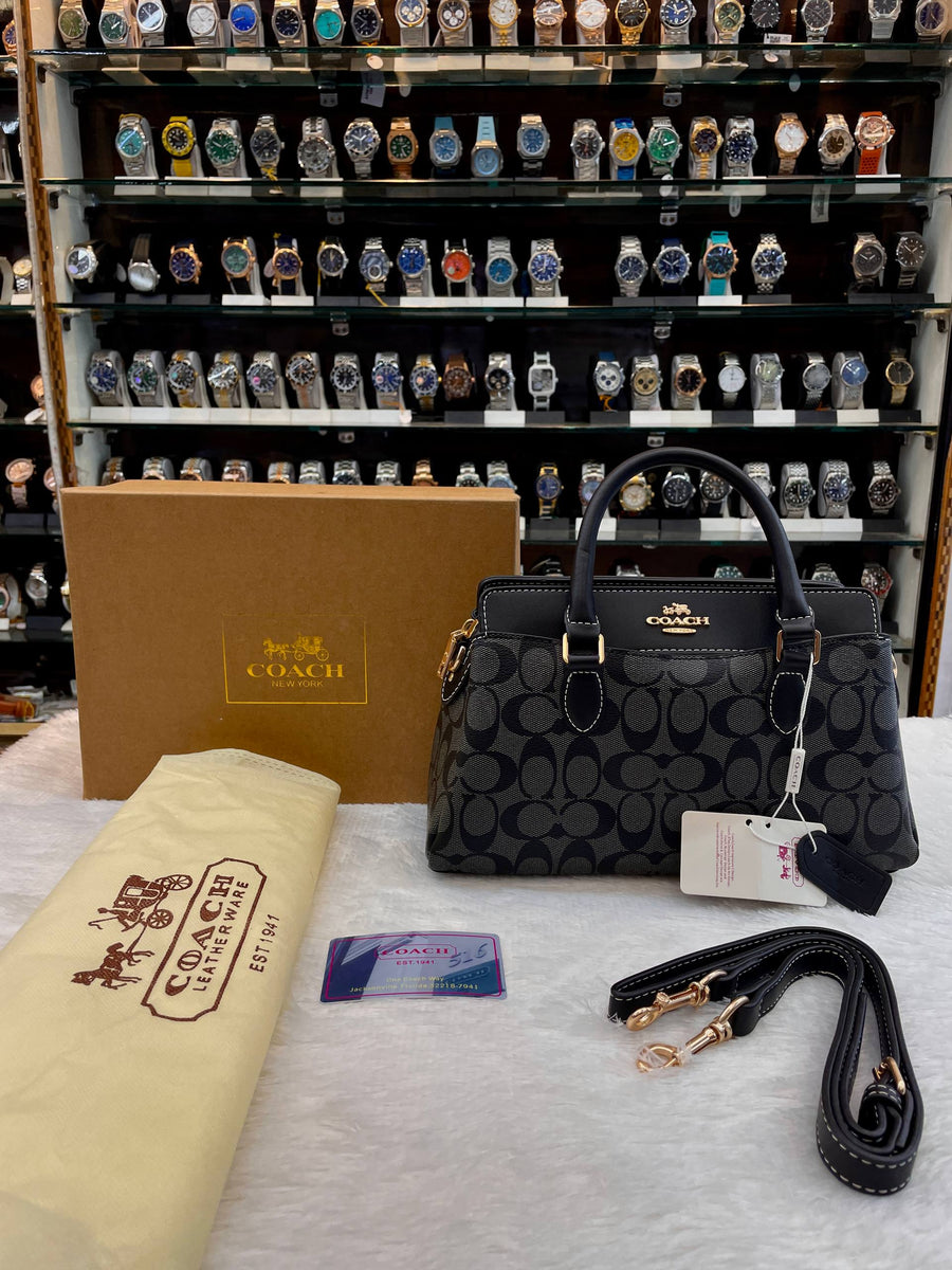 COACH DARCIE CARRYALL IN BLOCKED SIGNATURE CANVAS BLACK 🖤