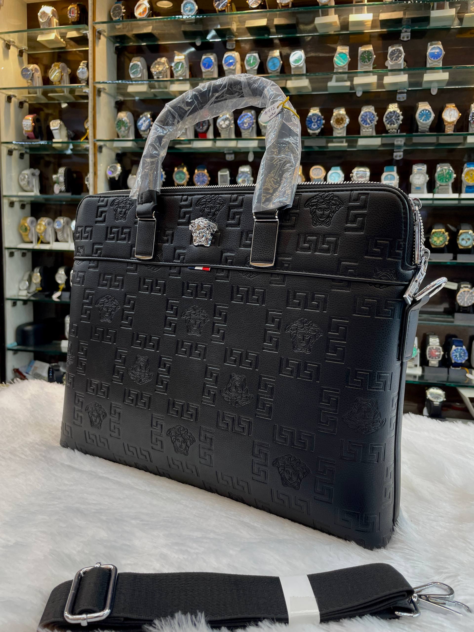 VERSACE MEDUSA EMBOSSED BLACK LAPTOP BAG IN MASTER PIECE 🔥