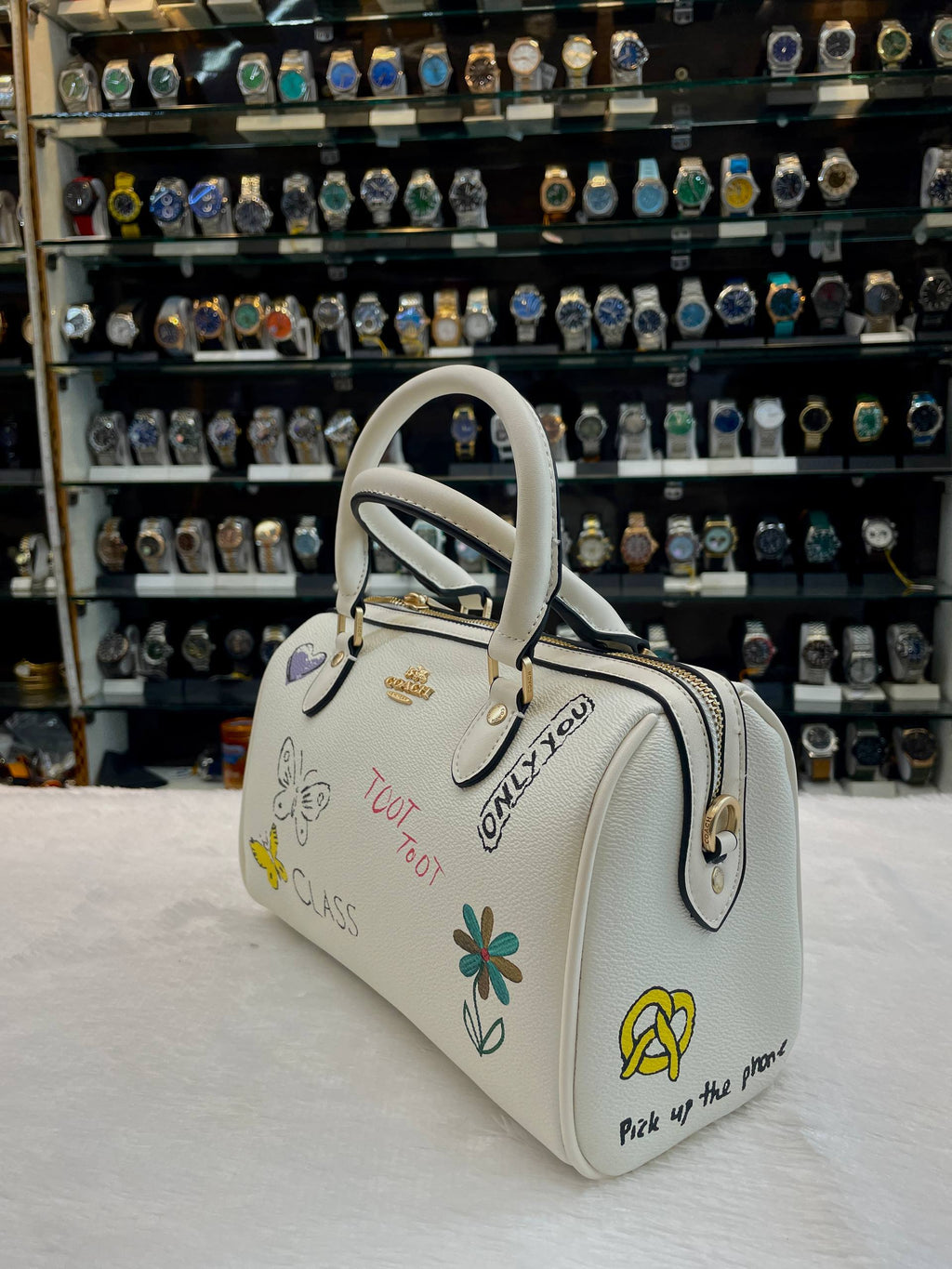 COACH ROWAN SATCHEL BAG FEATURING A UNIQUE SKETCH PRINT  IN MASTER PIECE