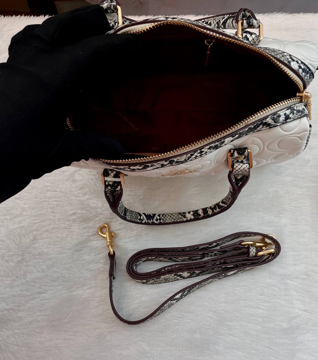 COACH MINI ROWAN CROSSBODY BAG SNAKE 🐍 SKIN IN BLOCKED SIGNATURE LEATHER