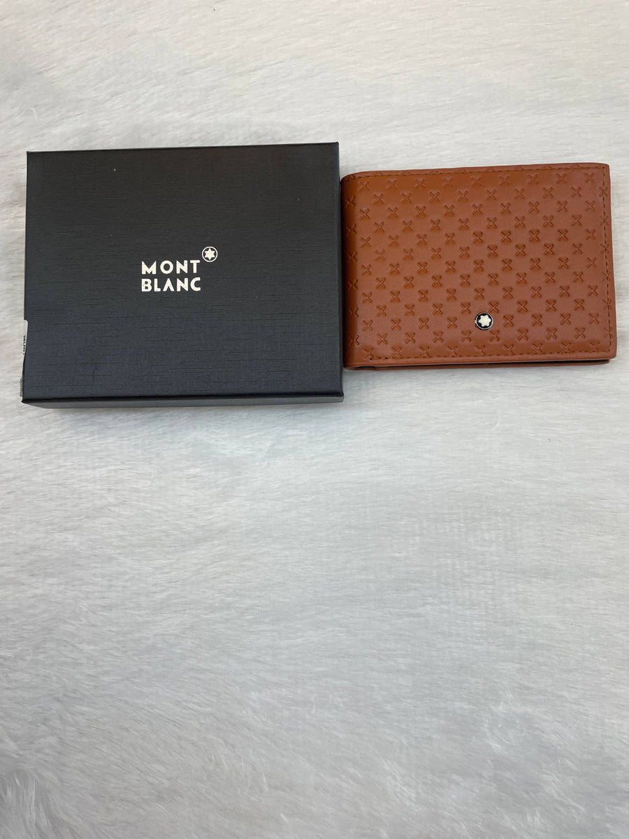 MONT BLANC WALLET IN FAUVE COLOR WITH AN EMBOSSED GEOMETRIC IN HEAVY QUALITY 💯