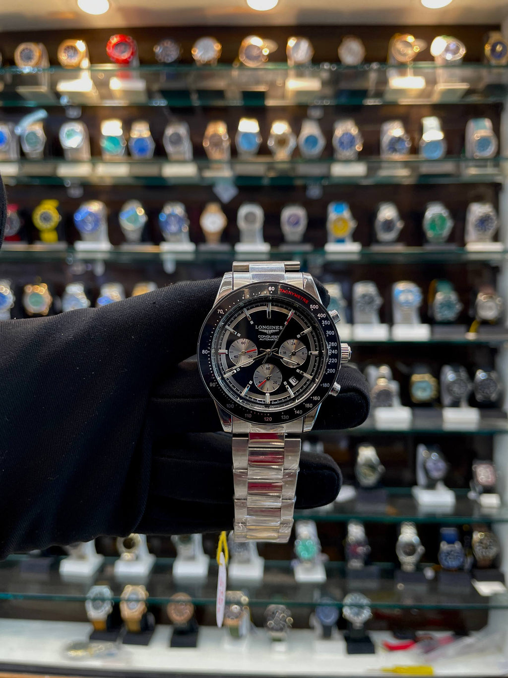 LONGINES CONQUEST CHRONOGRAPH UNDER BUDGET FOR MENS  BLACK 🖤