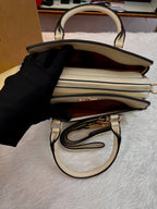 COACH DARCIE CARRYALL IN BLOCKED SIGNATURE CANVAS LIGHT KHAKI