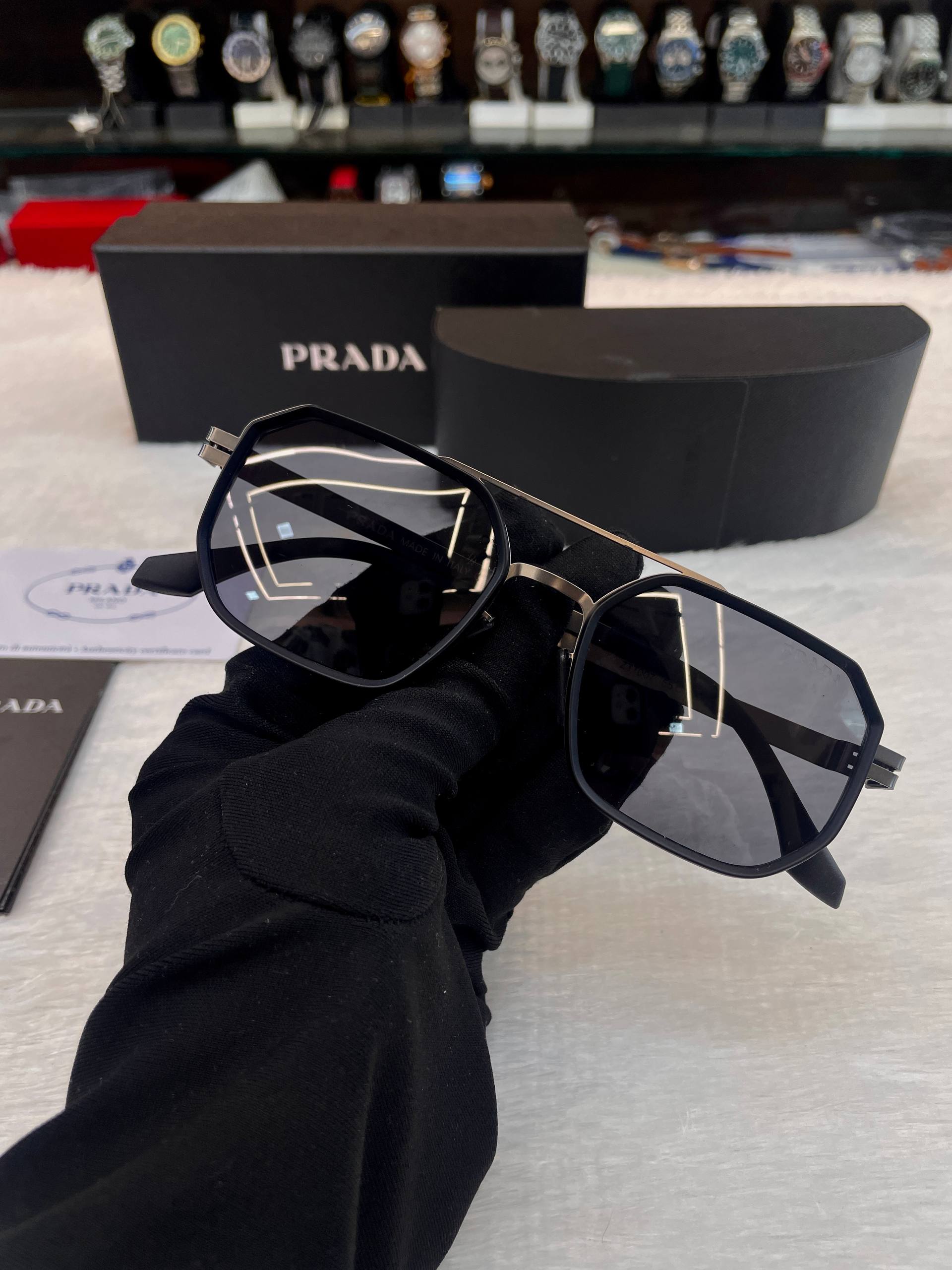 Prada lightweight glasses frame detail