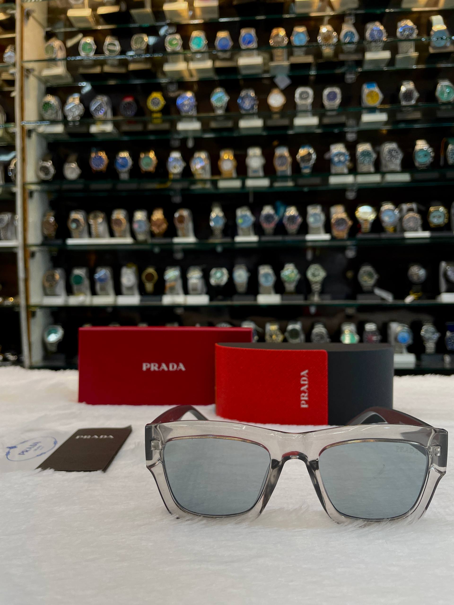 PRADA MEN'S SQUARE SUNGLASSES IN HEAVY QUALITY 💯 TRANSPARENT