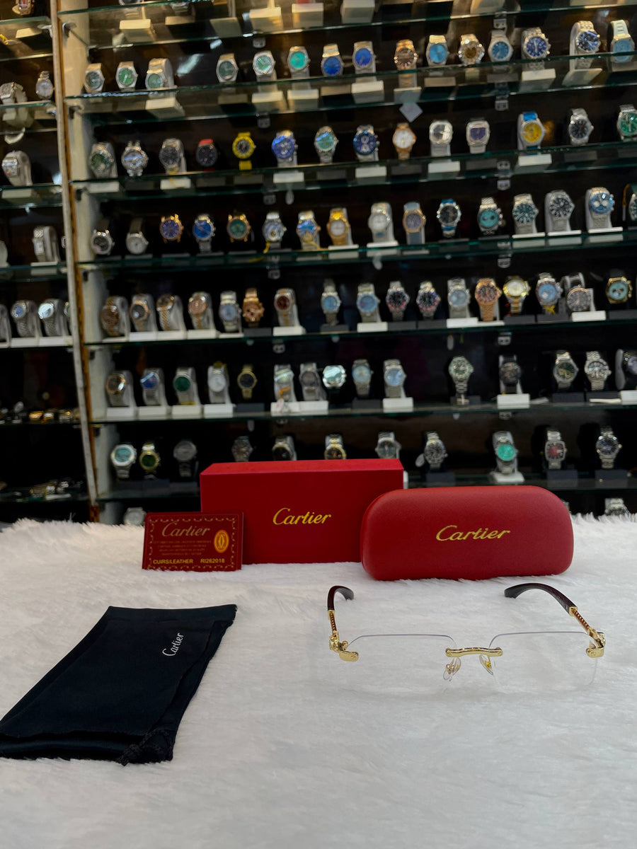 CARTIER RIMLESS GLASSES FEATURE  GOLD PANTHER FRAME FOR MENS