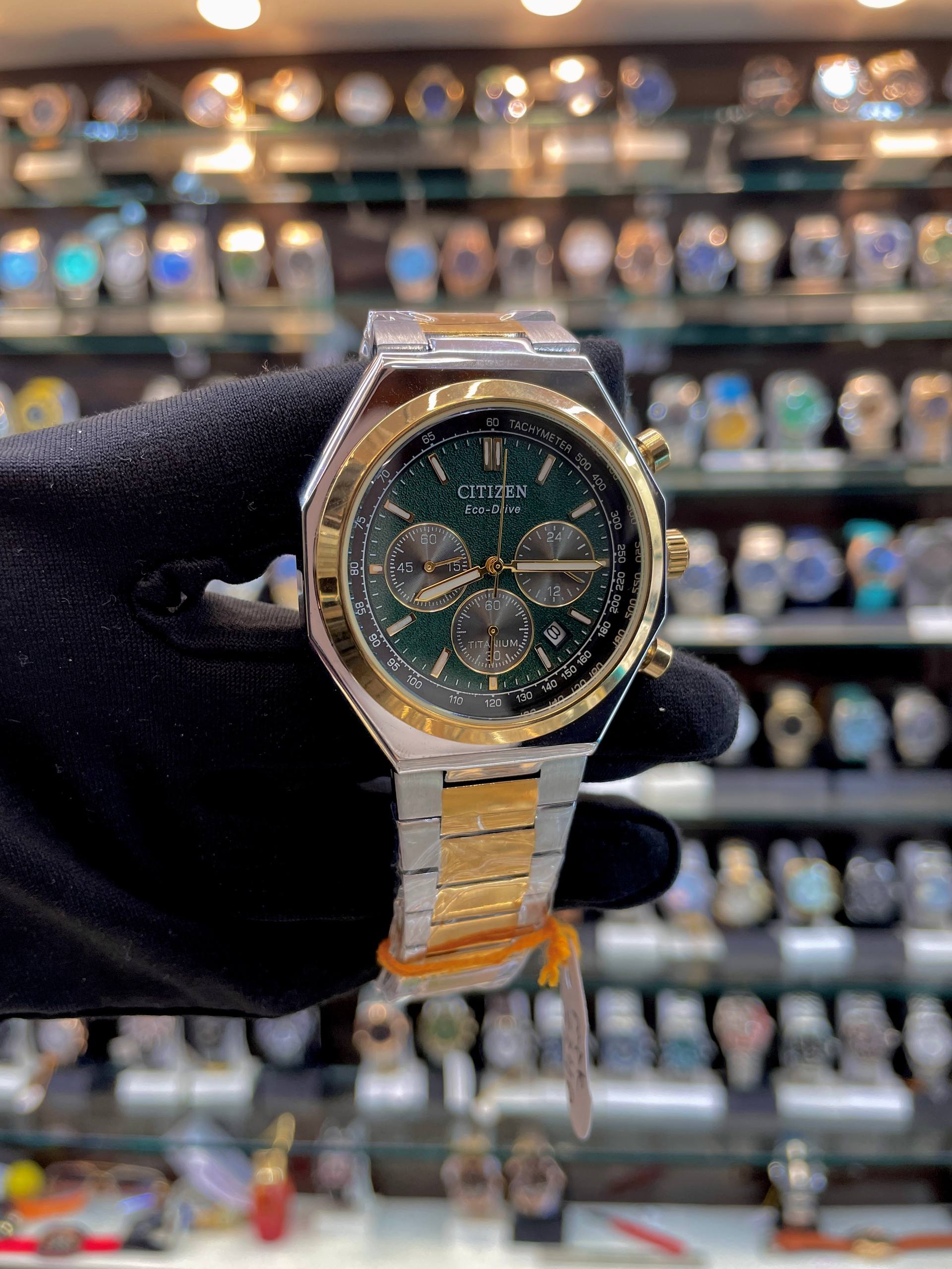 CITIZEN ECO-DRIVE TITANIUM FOR MENS GREEN 💚
