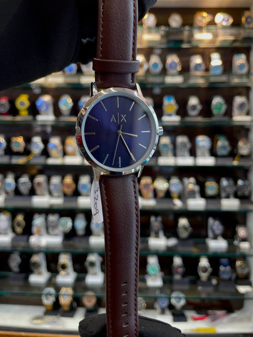 ARMANI EXCHANGE  AX PLAIN DIAL 🤩 IN LEATHER BROWN 🤎