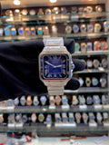 SANTOS DE CARTIER WATCH WITH BLUE 💙 DIAL 💗 IN METAL BODY