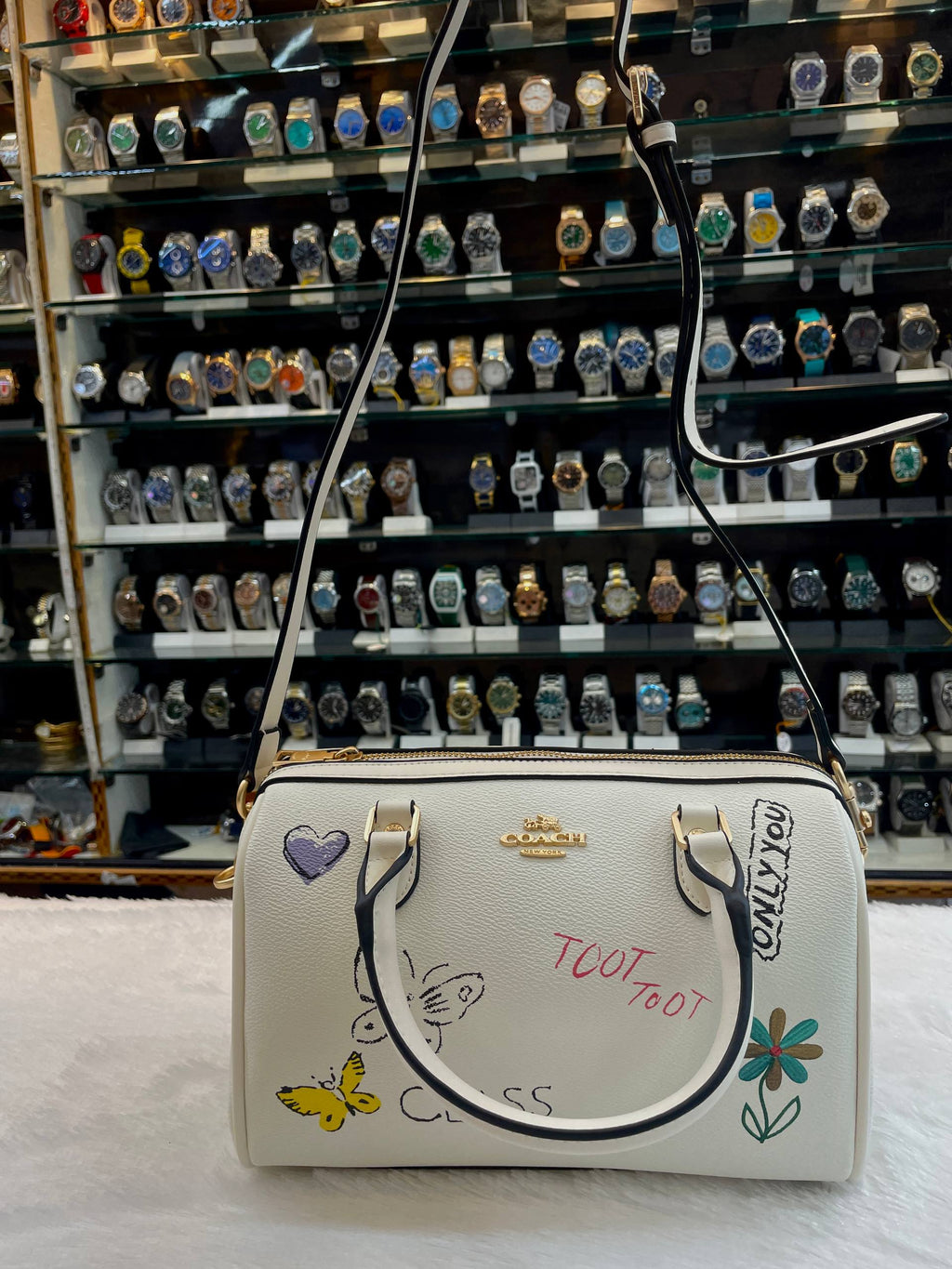 COACH ROWAN SATCHEL BAG FEATURING A UNIQUE SKETCH PRINT  IN MASTER PIECE
