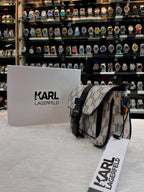 KARL LAGERFELD GEOMETRIC MONOGRAM BUCKLE CROSSBODY BAG