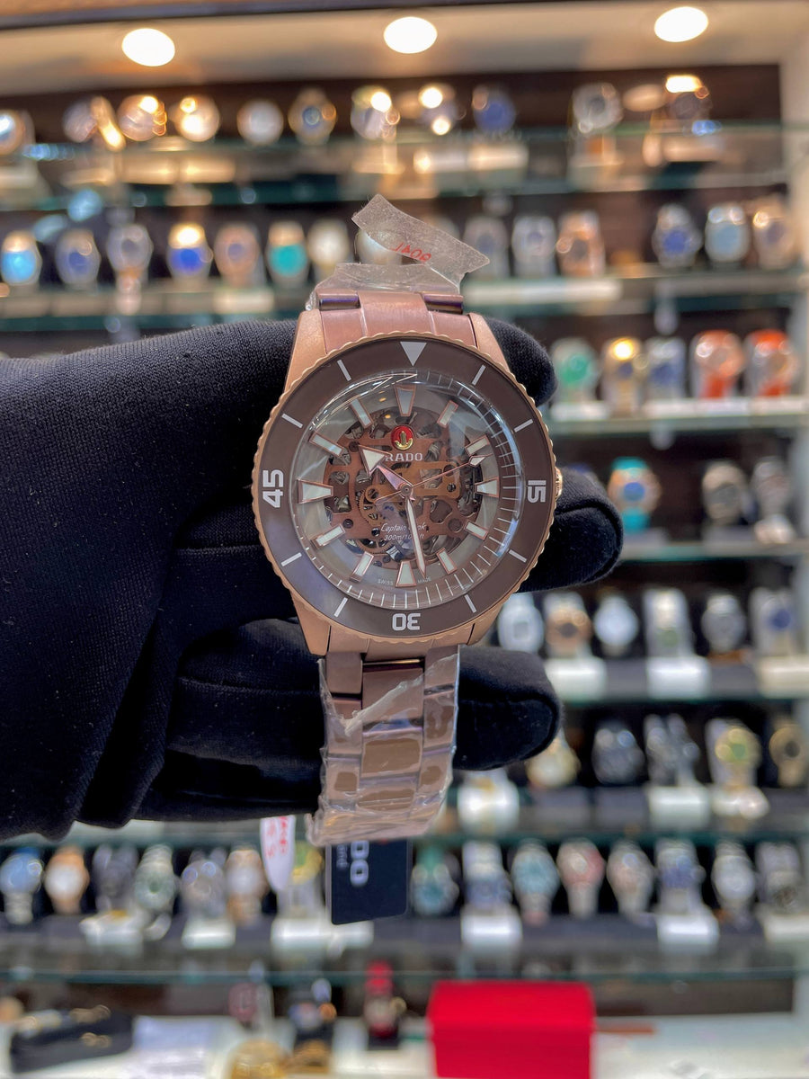 RADO CAPTAIN COOK HIGH-TECH CERAMIC SKELETON BROWN 🤎 IN CHAIN ⛓️