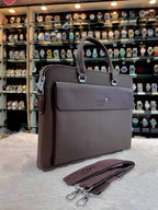 MONT BLANC LAPTOP BAG IN HEAVY QUALITY FLIP POCKET FOR MENS COFFEE BROWN 🤎 FRONT FLIP POCKET 🤩