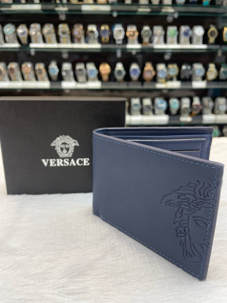 VERSACE  BI-FOLD WALLET BLUE 💙 EMBOSSED MEDUSA IN MASTER PIECE