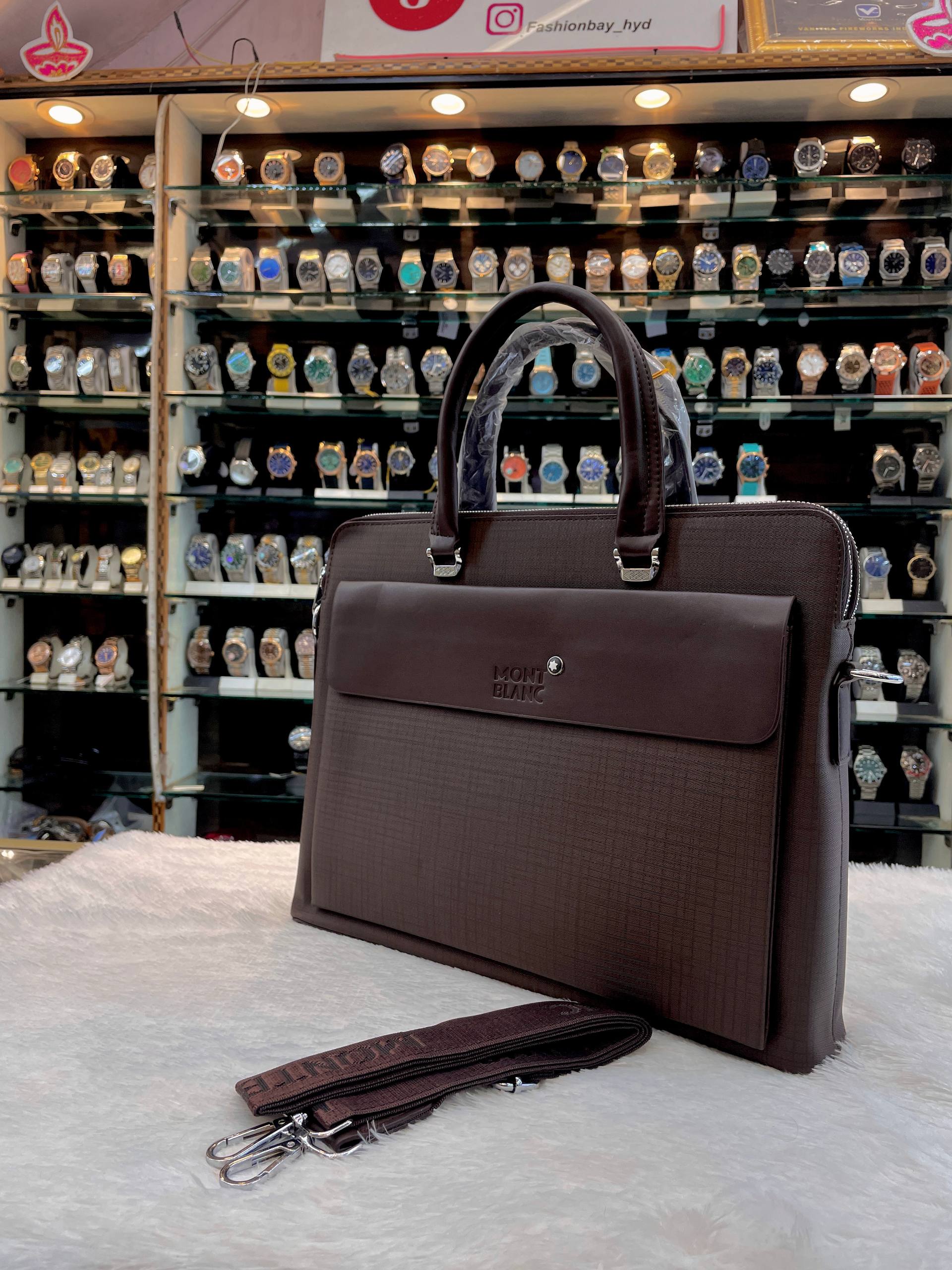 MONT BLANC LAPTOP BAG IN HEAVY QUALITY FLIP POCKET FOR MENS COFFEE BROWN 🤎 FRONT FLIP POCKET 🤩