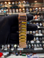 Fossil automatic rose gold watch strap view