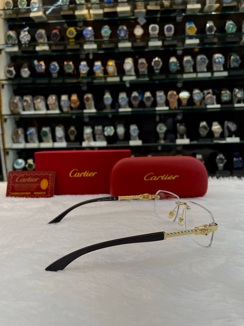 CARTIER RIMLESS GLASSES FEATURE  GOLD PANTHER FRAME FOR MENS