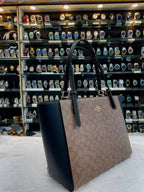 COACH MOLLIE TOTE IN SIGNATURE CANVAS WITH BLACK LEATHER MASTER PIECE 🤩