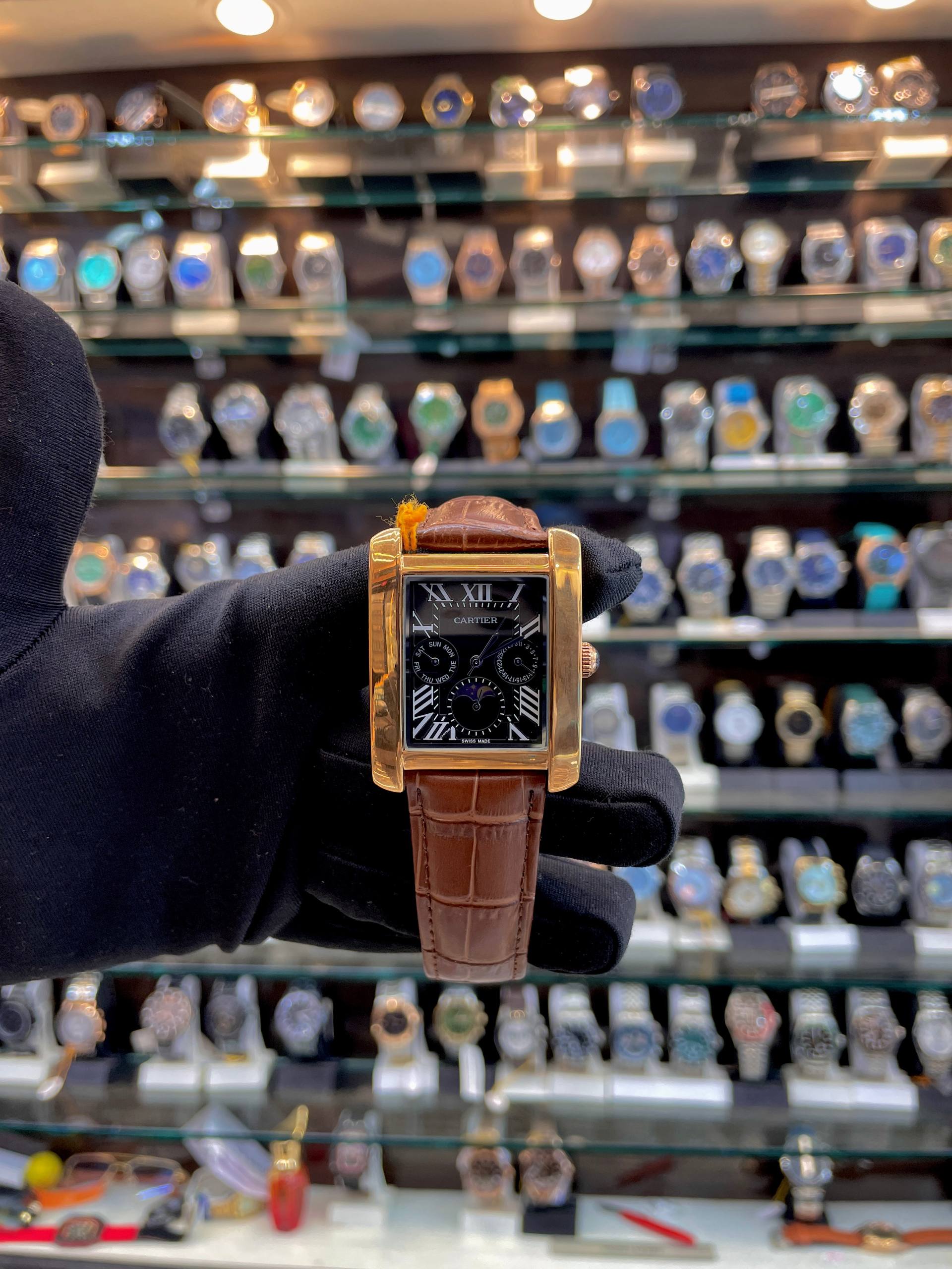 CARTIER TANK CHRONOGRAPH FOR MENS BLACK 🖤 DIAL 🤩