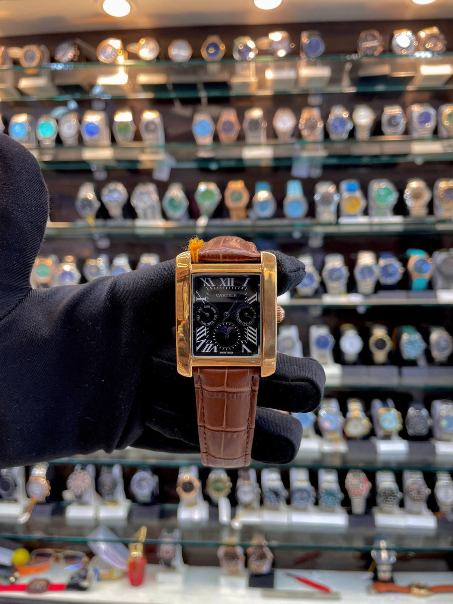 CARTIER TANK CHRONOGRAPH FOR MENS BLACK 🖤 DIAL 🤩