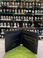 BLACK PEBBLED LEATHER GUCCI MEN'S BI-FOLD WALLET UNDER BUDGET