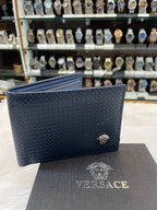 VERSACE BI-FOLD WALLET BLUE 💙 CHECKERED TEXTURE MASTER PIECE 🤩