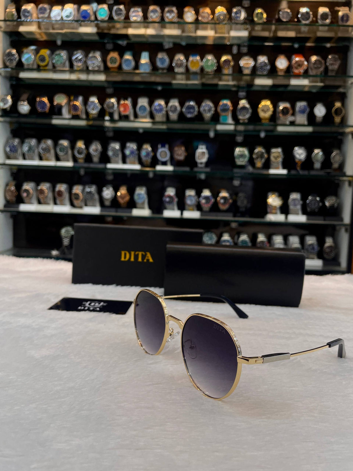 Dita gold-toned round men's sunglasses side view