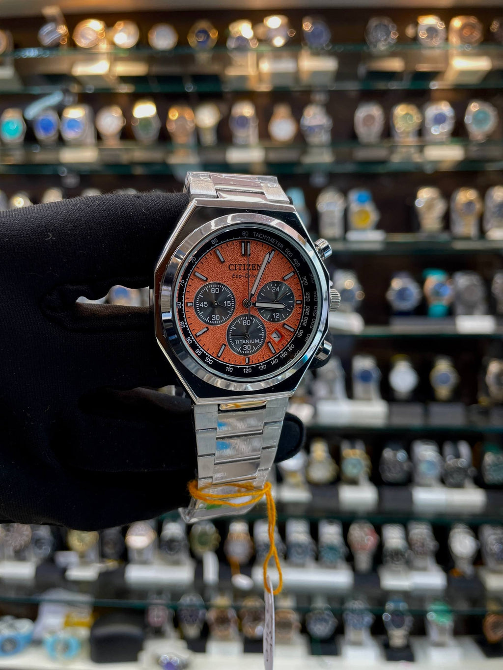 CITIZEN ECO-DRIVE TITANIUM FOR MENS ORANGE 🧡