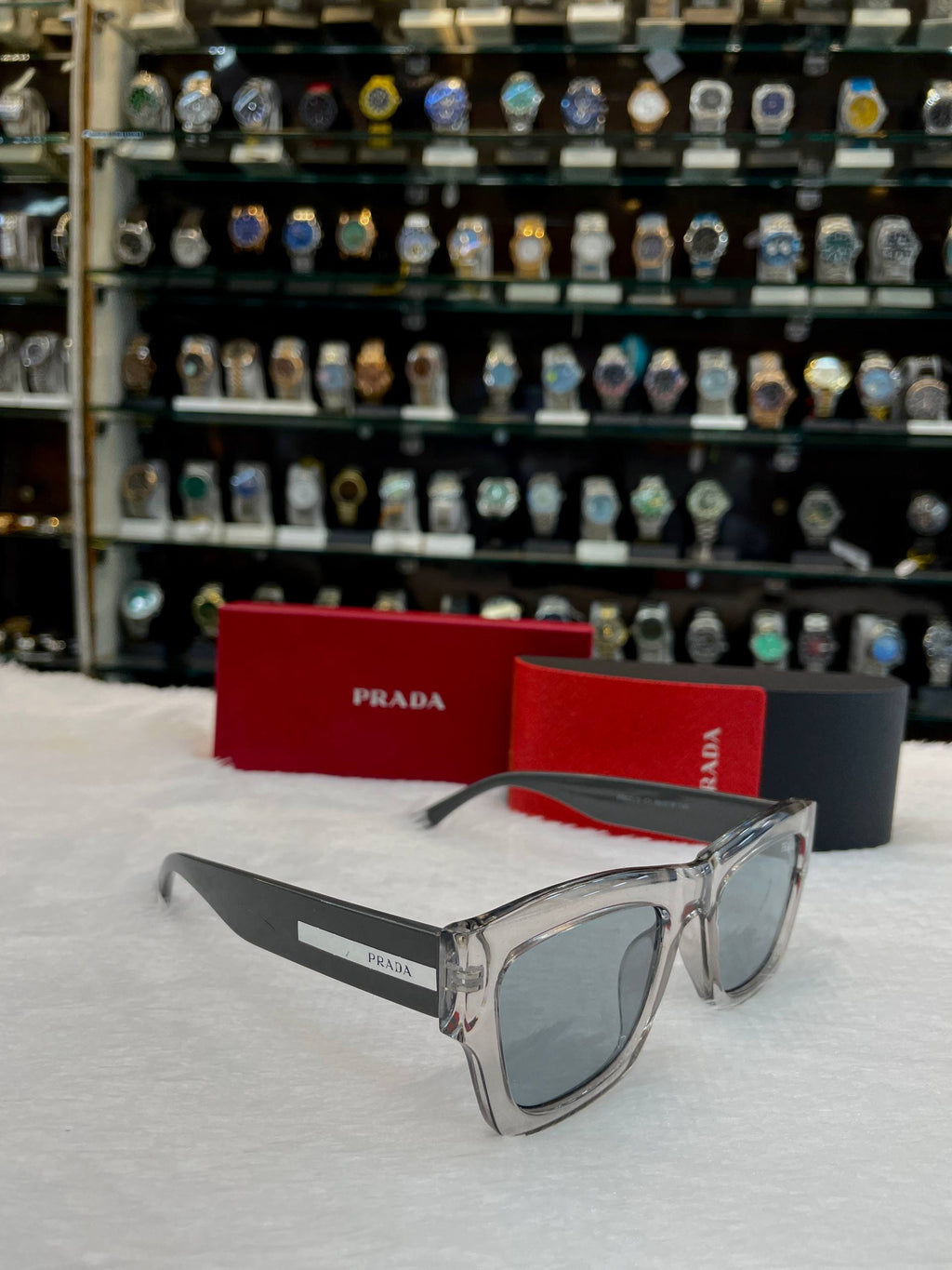 PRADA MEN'S SQUARE SUNGLASSES IN HEAVY QUALITY 💯 TRANSPARENT