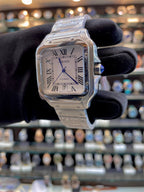 SANTOS DE CARTIER WATCH WITH WHITE 🤍 DIAL 💗 IN METAL BODY