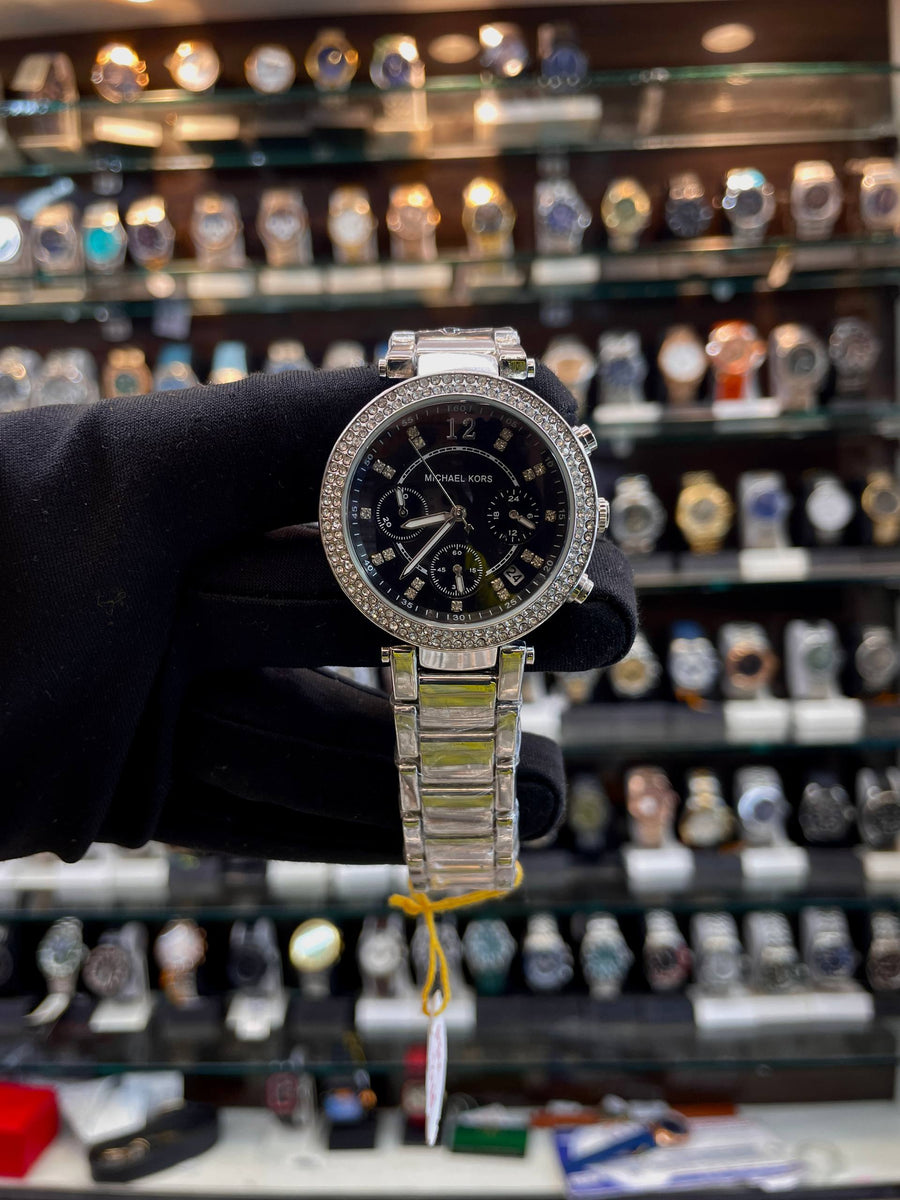 MICHAEL KORS (MK) NOW IN CHRONO WORKING ✅ FOR GIRLS 🔥 BOLD DIAL BLACK 🖤