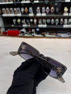 Gucci girls grey glasses frame detail