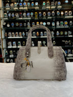 DIOR TOUJOURS HANDBAG 👜 IN WHITE 🤍 AND GREY 🩶 CROCODILE LEATHER.