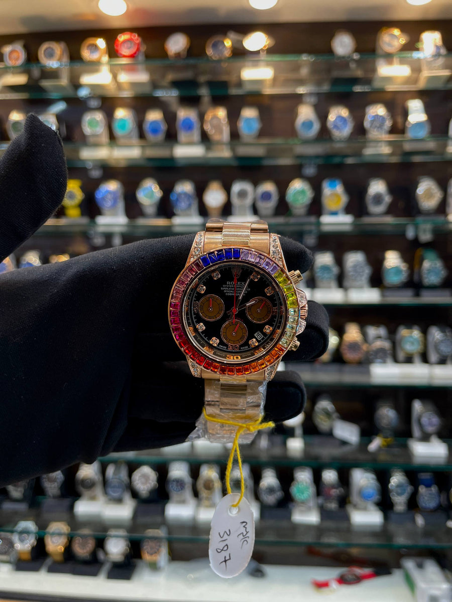 ROLEX DAYTONA RAINBOW 🌈 BODY FOR MENS ROSE GOLD 🥇
