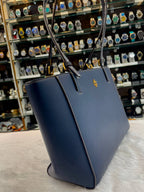 TORY BURCH NAVY BLUE SAFFIANO LEATHER TOTE BAG IN MASTER PIECE 🤩