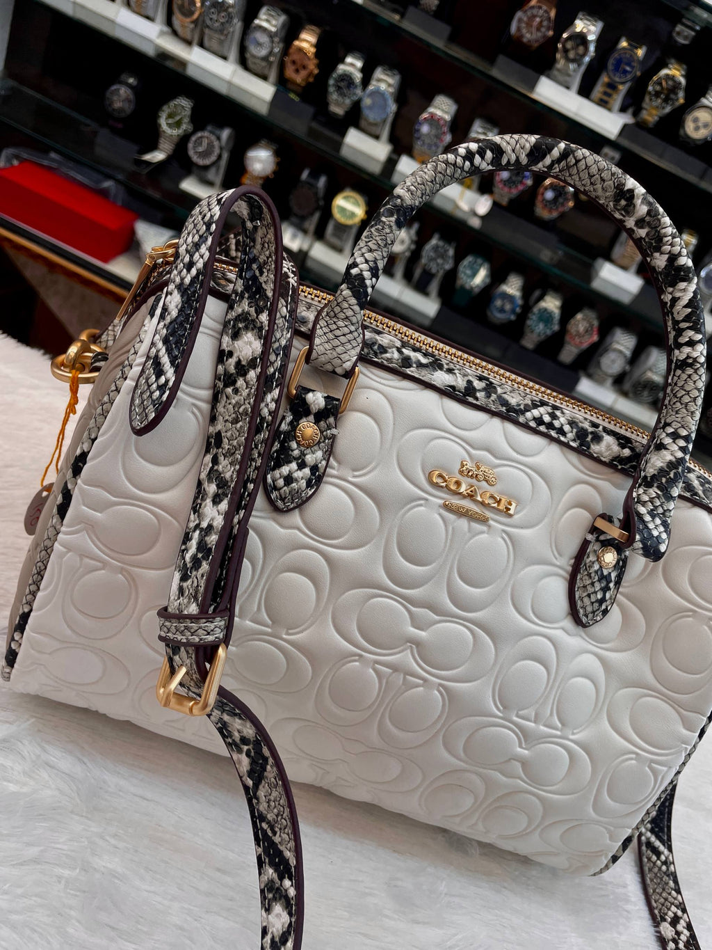 COACH MINI ROWAN CROSSBODY BAG SNAKE 🐍 SKIN IN BLOCKED SIGNATURE LEATHER