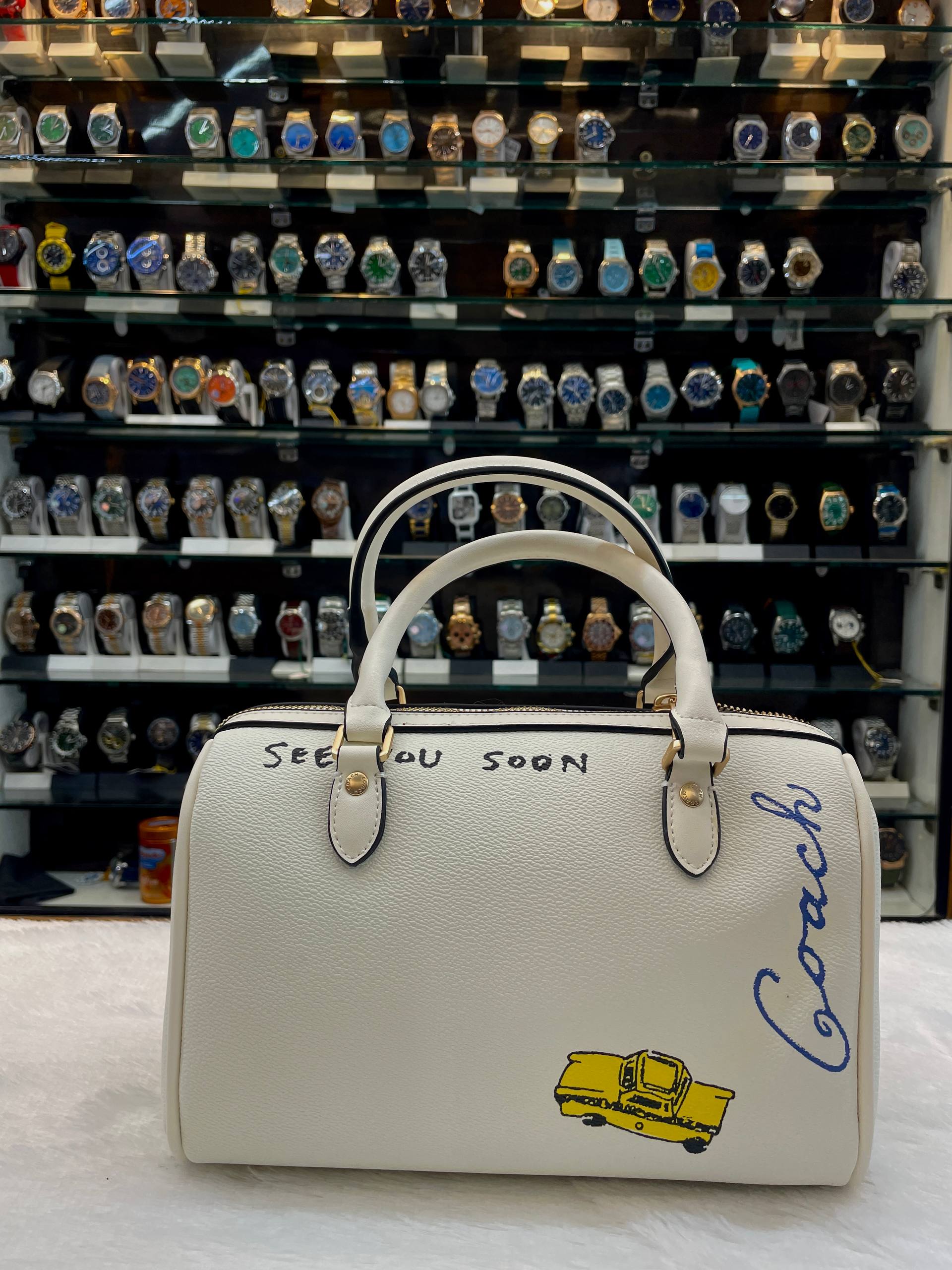 COACH ROWAN SATCHEL BAG FEATURING A UNIQUE SKETCH PRINT  IN MASTER PIECE