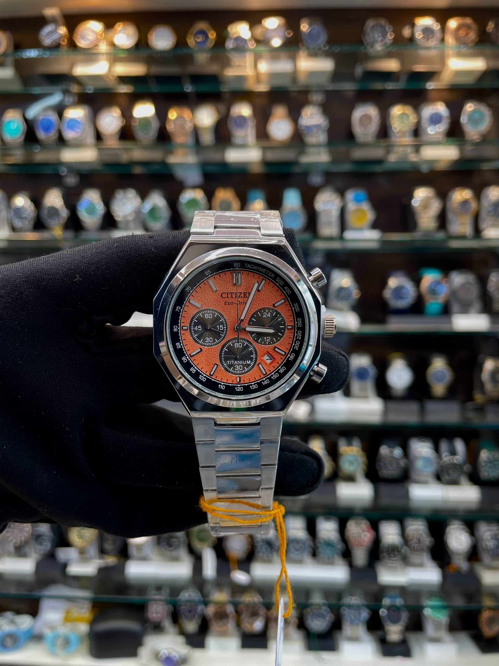 CITIZEN ECO-DRIVE TITANIUM FOR MENS ORANGE 🧡