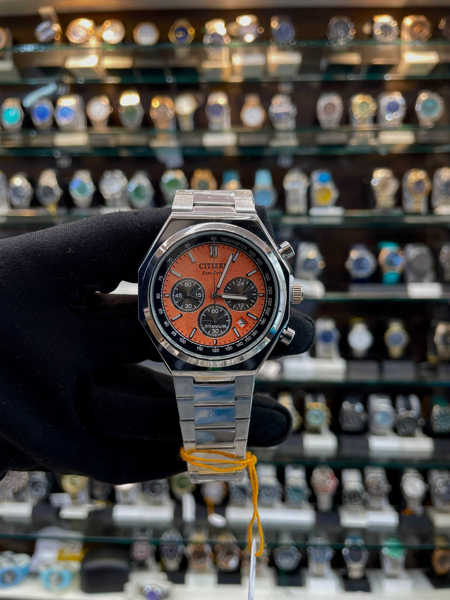 CITIZEN ECO-DRIVE TITANIUM FOR MENS ORANGE 🧡
