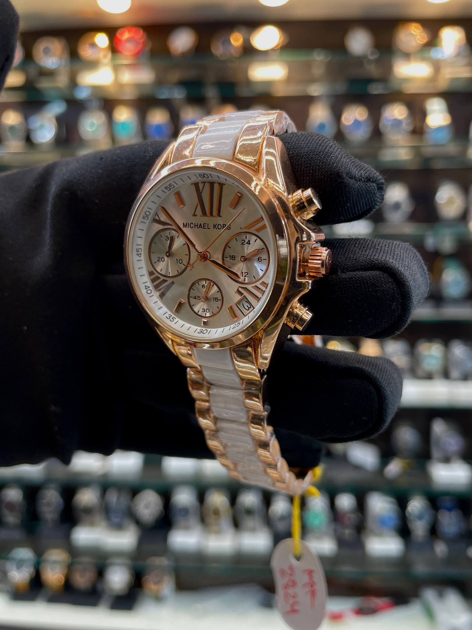 MICHAEL KORS (MK) CHRONOGRAPH FOR GIRLS DUAL TONE CHAIN WHITE 🤍 DIAL 🤩