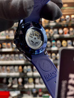 Rado Captain Cook blue silicon strap watch angled view