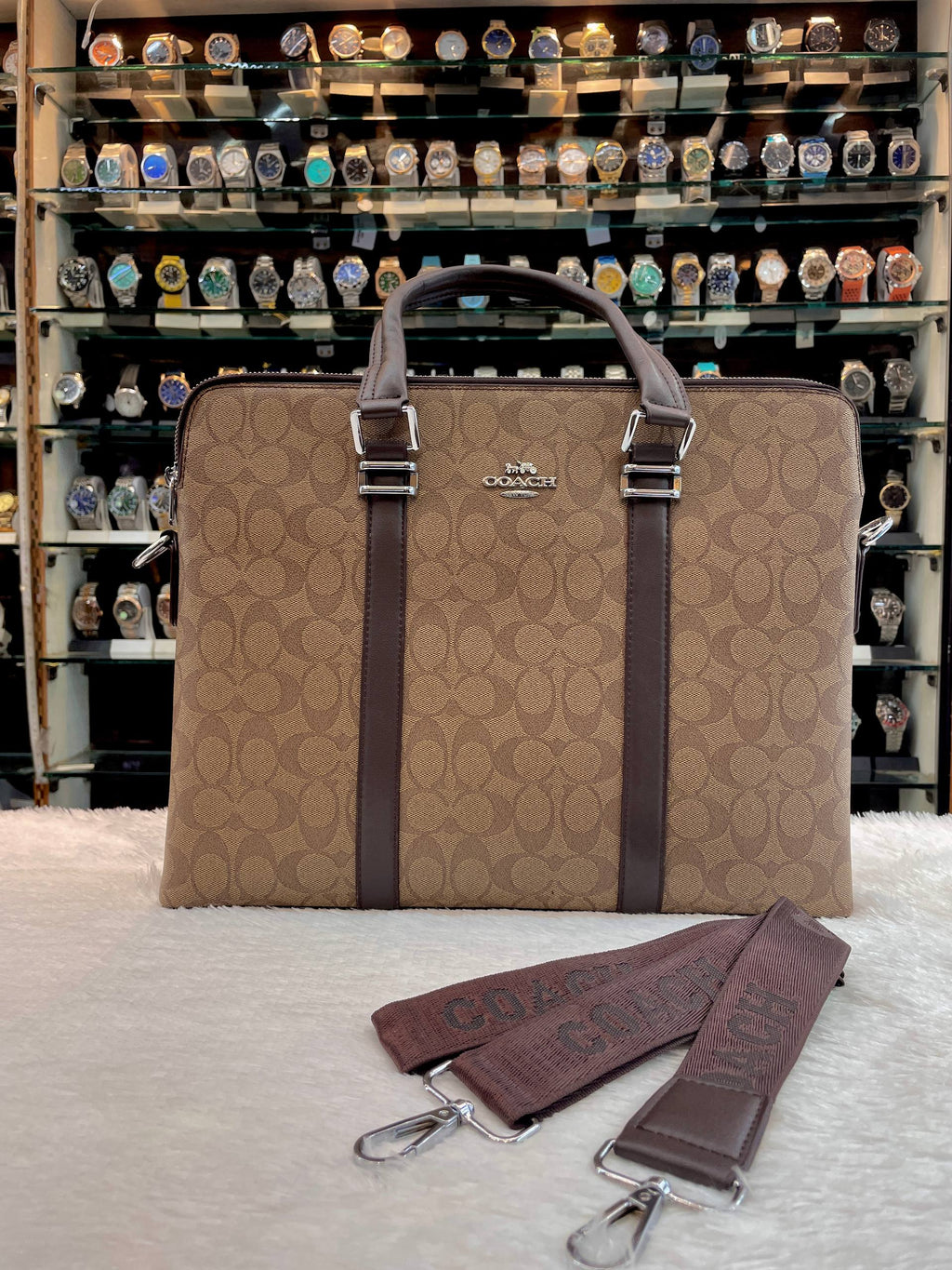 COACH MONOGRAM LAPTOP BAG BROWN 🤎 IN HEAVY QUALITY 💯
