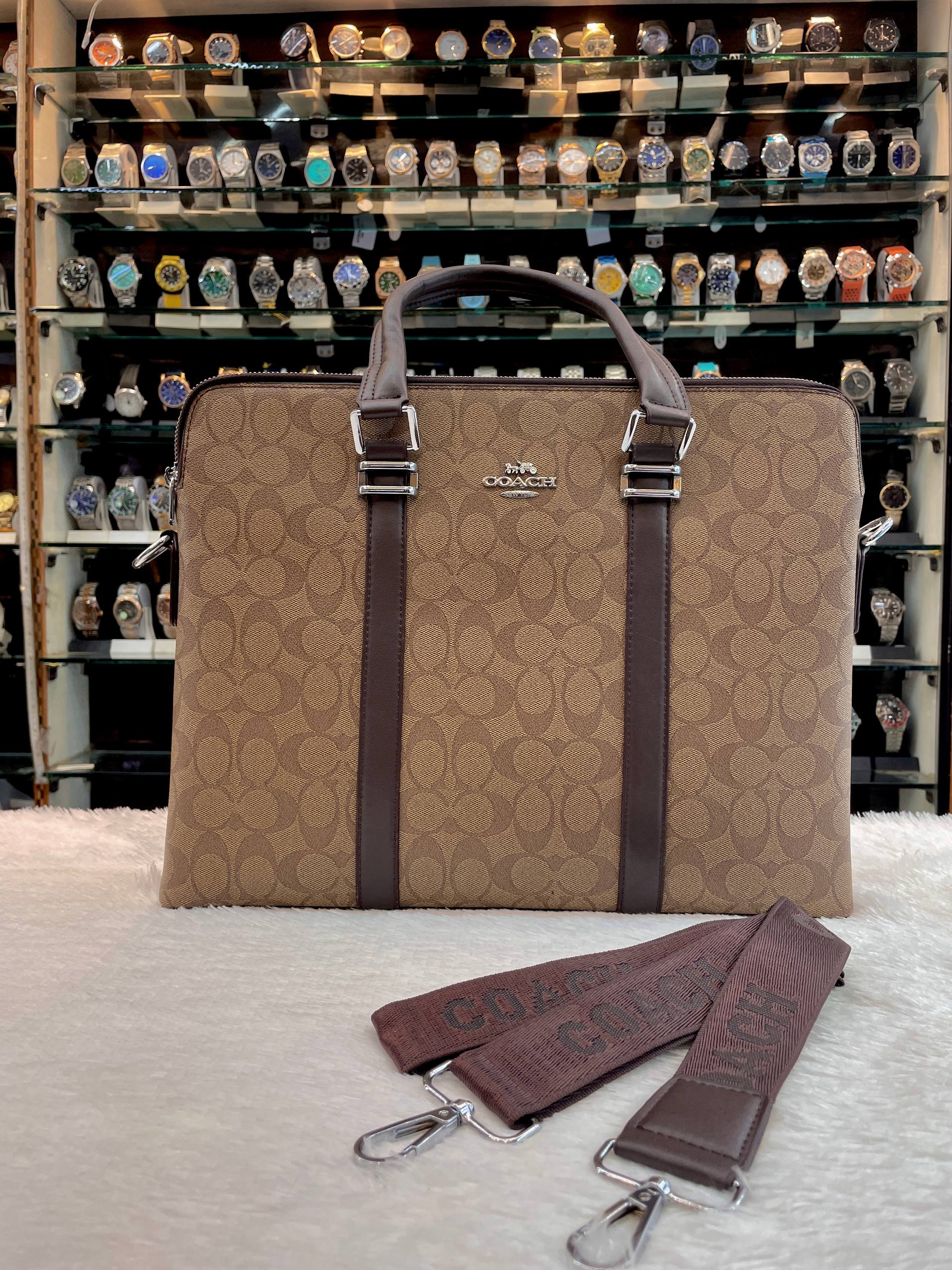 COACH MONOGRAM LAPTOP BAG BROWN 🤎 IN HEAVY QUALITY 💯