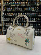 COACH ROWAN SATCHEL BAG FEATURING A UNIQUE SKETCH PRINT  IN MASTER PIECE